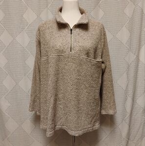 Vtg Kaimiloa Beige Sherpa Quarter-Zip Pullover With Front Pocket Women's Medium